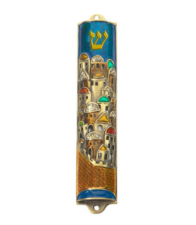 Mezuzah: Jerusalem Wall Pewter